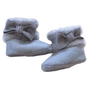 Pull On Winter‎ Ankle Snow Boots Girls Size Infant Baby Gray Shoes Bows